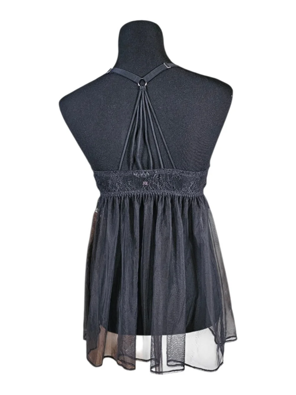 Victoria's Secret 36DD Black Lace Babydoll Chemise Teddy Lingerie